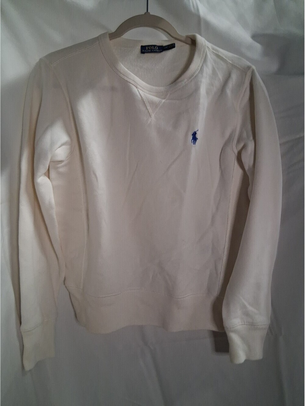 Polo Ralph Lauren Crewneck Sweatshirt Womens Small Ivory Pullover Pony Preppy N2